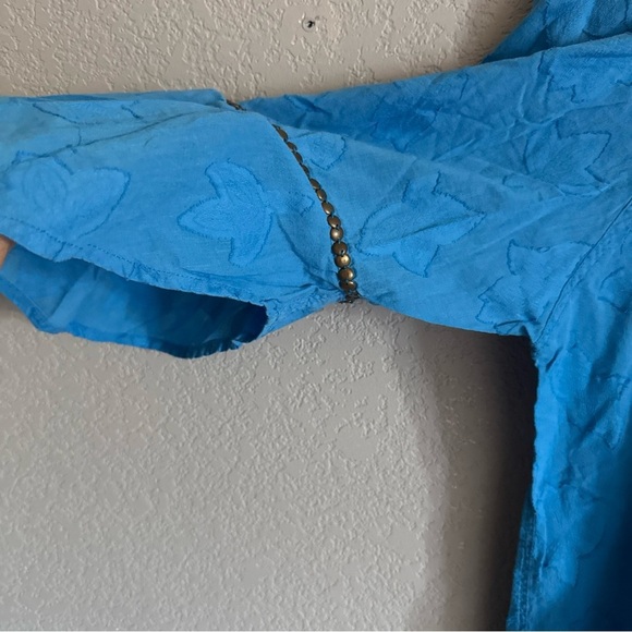 Vix Paula Hermanny Womens Cover Up Tunic  Sz M Cotton Boho Fairy Belted  Blue - Picture 5 of 14